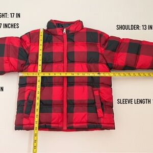 Girl's Red & Black Buffalo Plaid Puffer Jacket - Size 6
